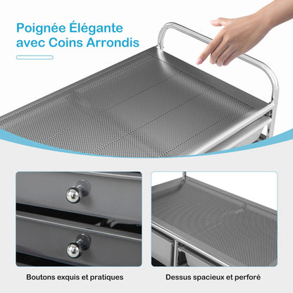 15-Drawer Utility Rolling Organizer Cart Multi-Use Storage-Black & Gray