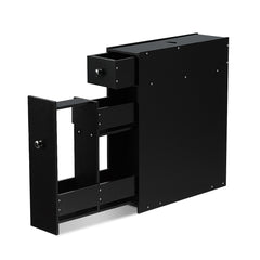 Narrow niche shelf with drawers bathroom cabinet made of wood side cabinet black