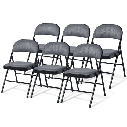 Set of 6 Folding Fabric Padded Chairs&nbsp;with Sponge Seat&nbsp;and Backrest-Grey