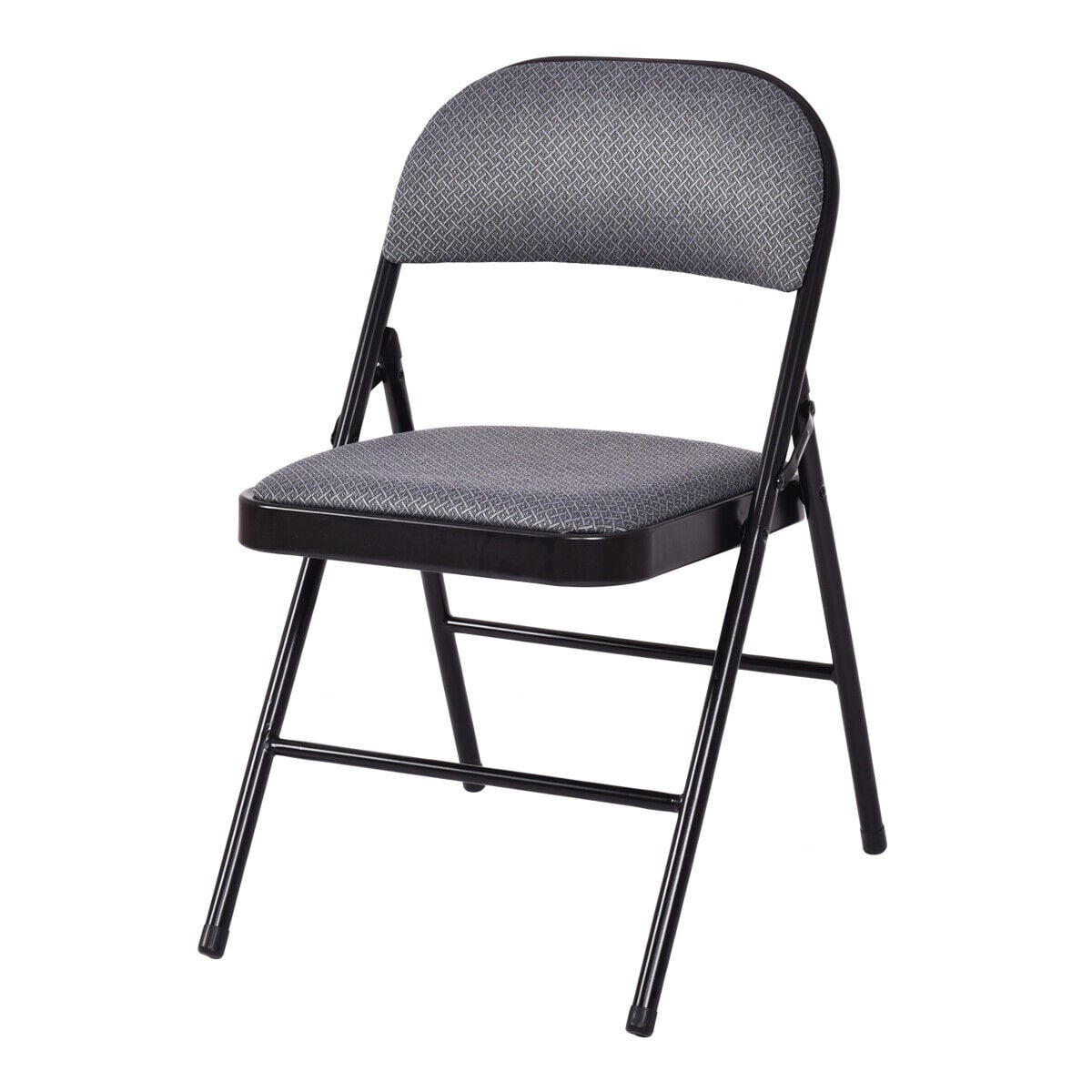 Set of 4 Folding Fabric Padded Chairs with Sponge Seat and Backrest-Grey