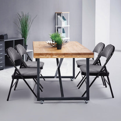 Set of 4 Folding Fabric Padded Chairs with Sponge Seat and Backrest-Grey