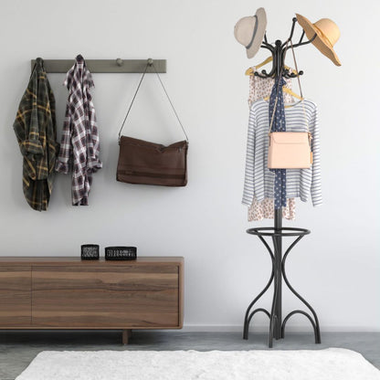 Modern Freestanding Metal Coat Stand with 12 Hooks for Bedroom Entryway-Triangular Base