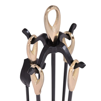 5 Pieces Fire Companion Set Black Fireside Fireplace Tools