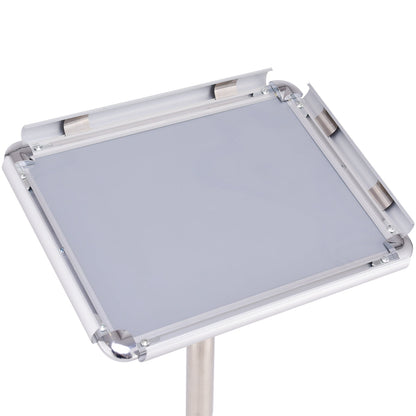 Info stand information stand poster stand customer stopper made of metal rotatable (A4)