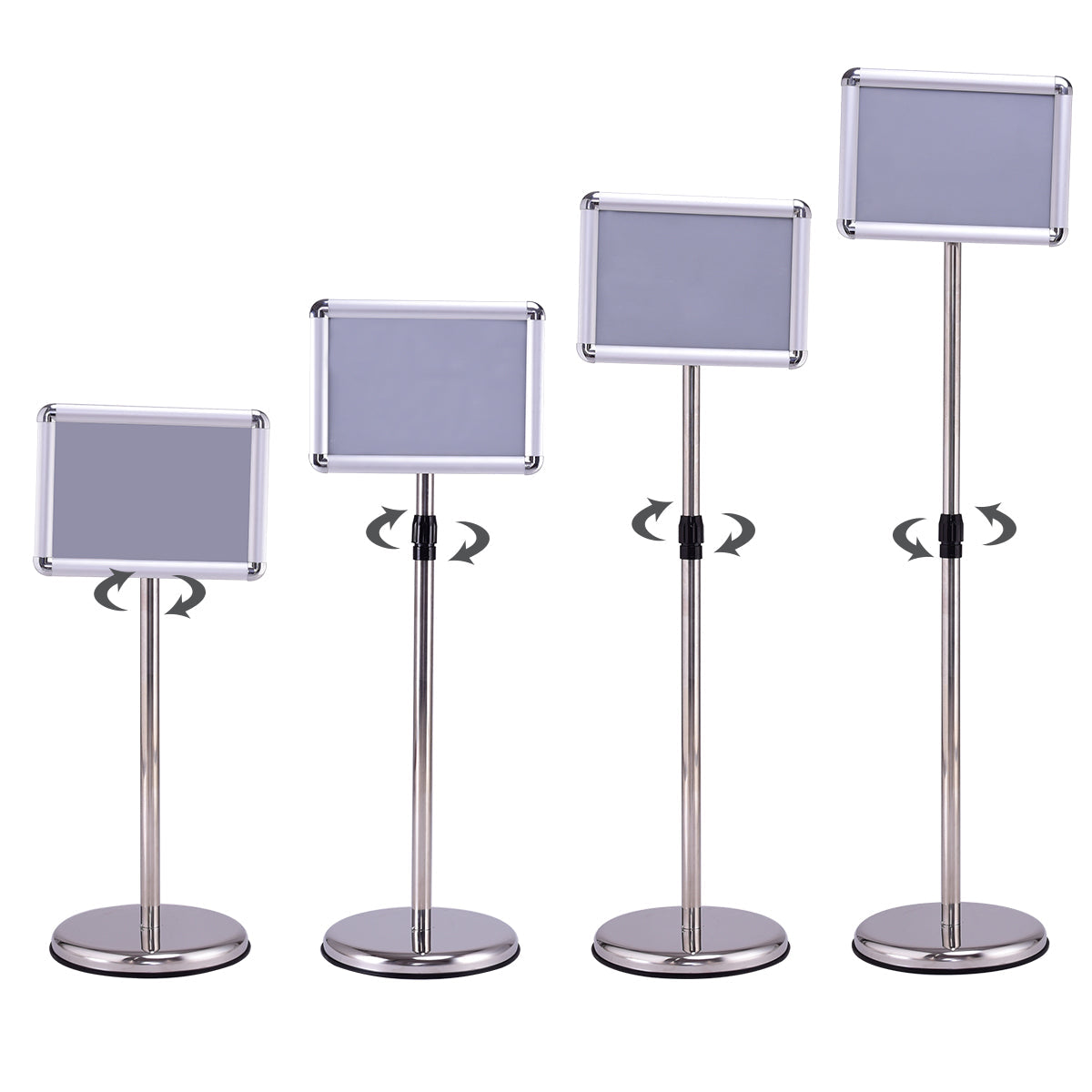 Info stand information stand poster stand customer stopper made of metal rotatable (A4)