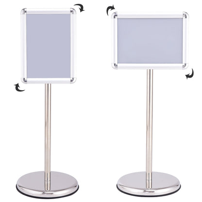 Info stand information stand poster stand customer stopper made of metal rotatable (A4)