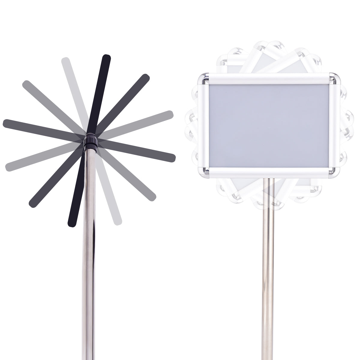 Info stand information stand poster stand customer stopper made of metal rotatable (A4)