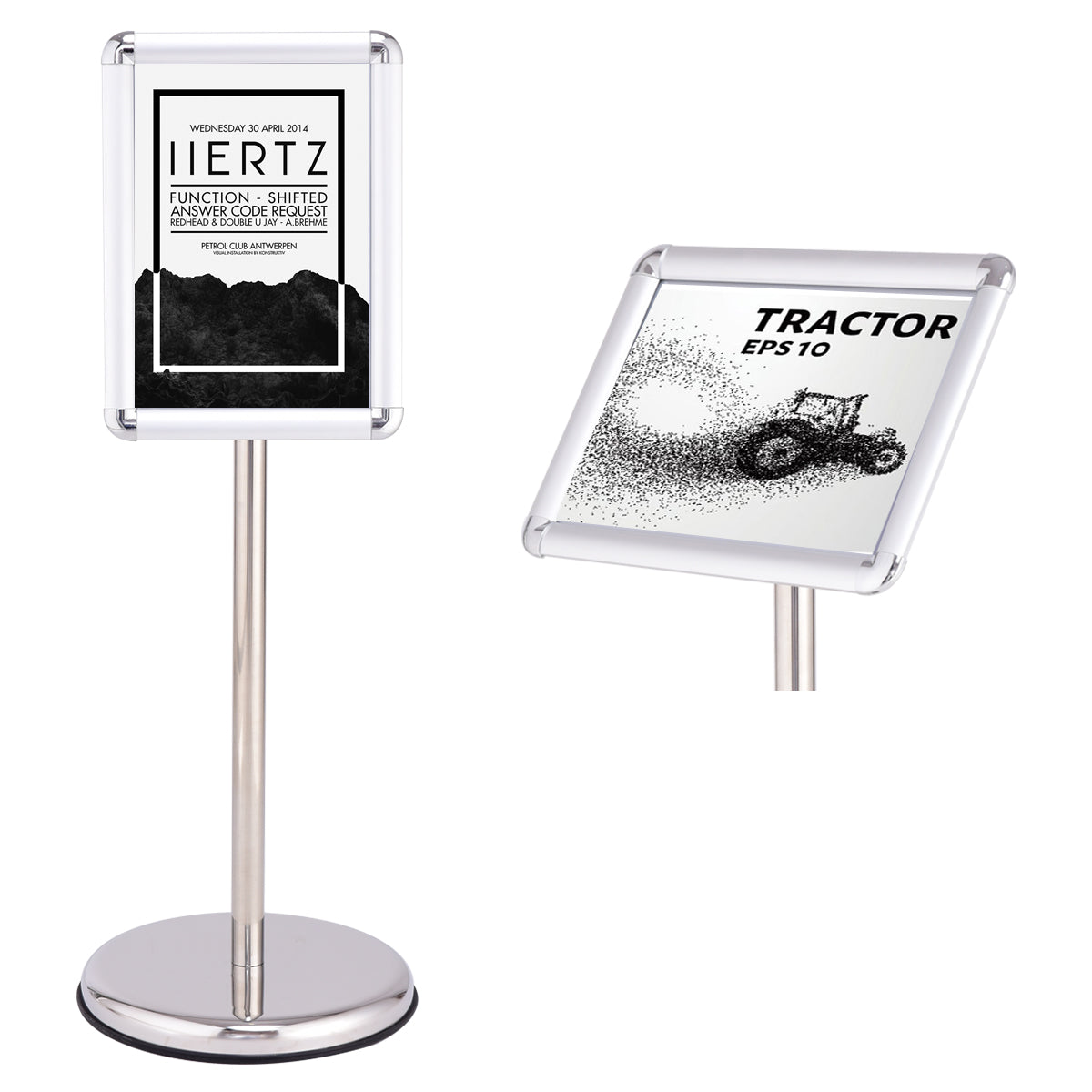 Info stand information stand poster stand customer stopper made of metal rotatable (A4)