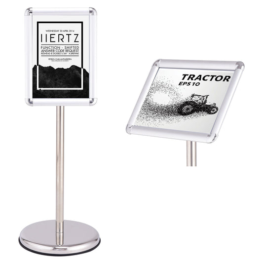 Info stand information stand poster stand customer stopper made of metal rotatable (A4)