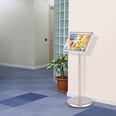 Info stand information stand poster stand customer stopper made of metal rotatable (A4)