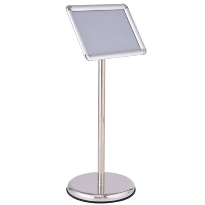Info stand information stand poster stand customer stopper made of metal rotatable (A4)