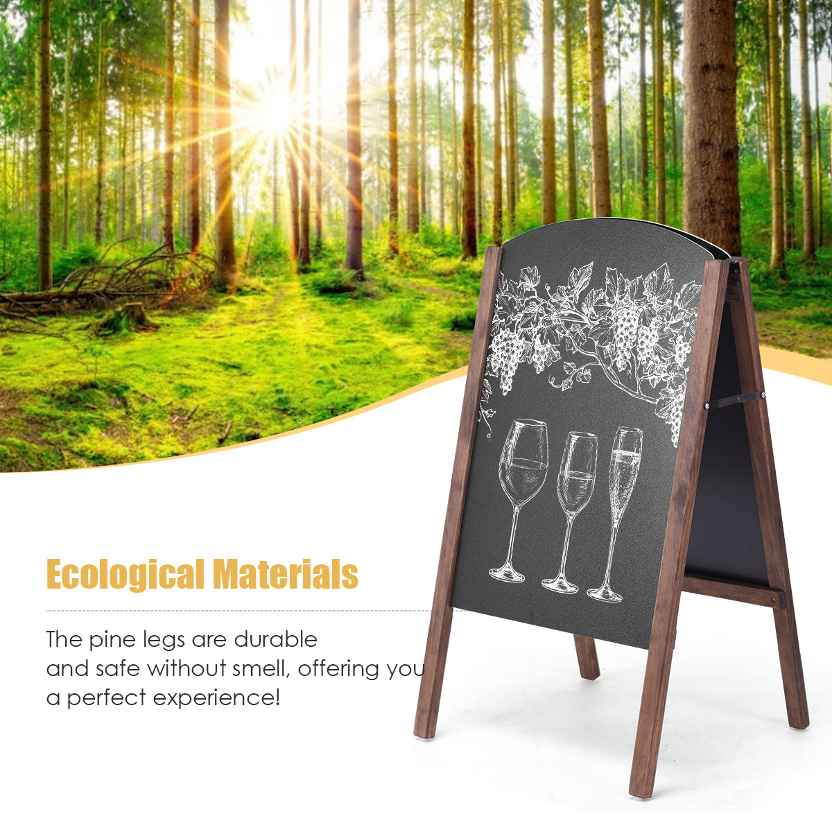 A-Frame Double-Sided Chalkboard  for Office Cafe Teaching-60 x 37 cm