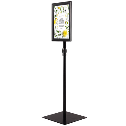 DIN A4 information stand, height-adjustable, removable poster stand, poster silver/black 33 x 24 cm-black