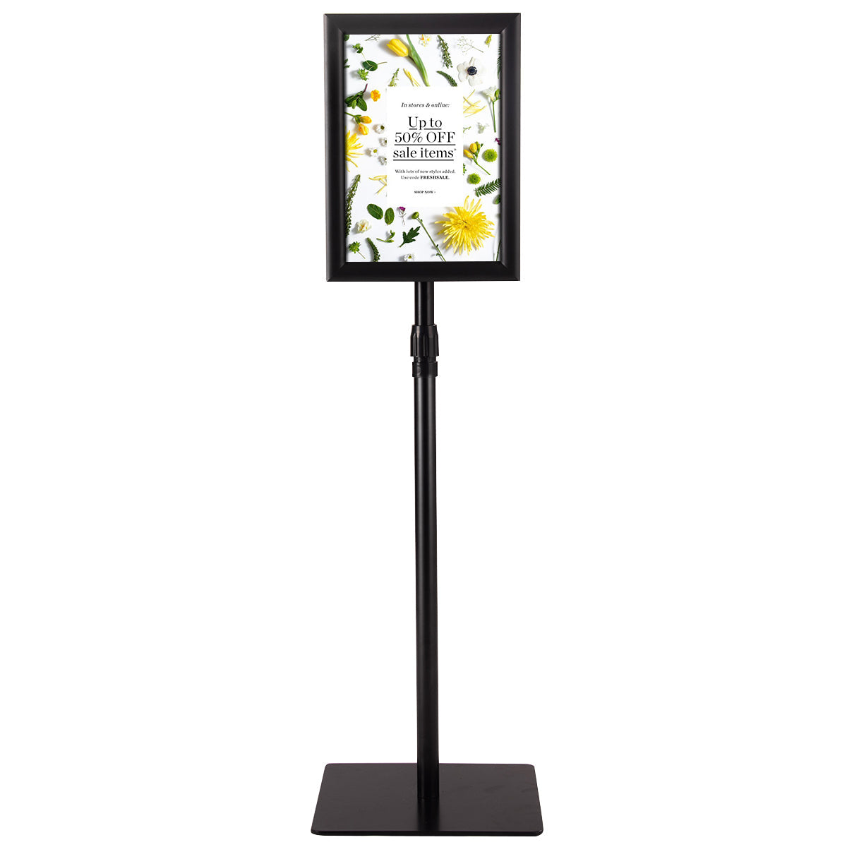 DIN A4 information stand, height-adjustable, removable poster stand, poster silver/black 33 x 24 cm-black