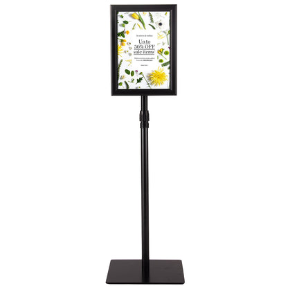 DIN A4 information stand, height-adjustable, removable poster stand, poster silver/black 33 x 24 cm-black