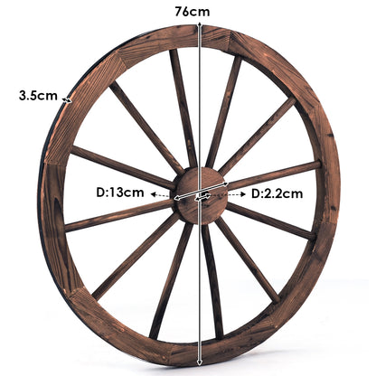 Wagon wheel wooden wheel decorative wagon with sheet iron brown 76x76x3.5 cm