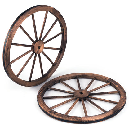 Wagon wheel wooden wheel decorative wagon with sheet iron brown 76x76x3.5 cm