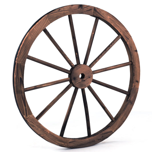 Wagon wheel wooden wheel decorative wagon with sheet iron brown 76x76x3.5 cm