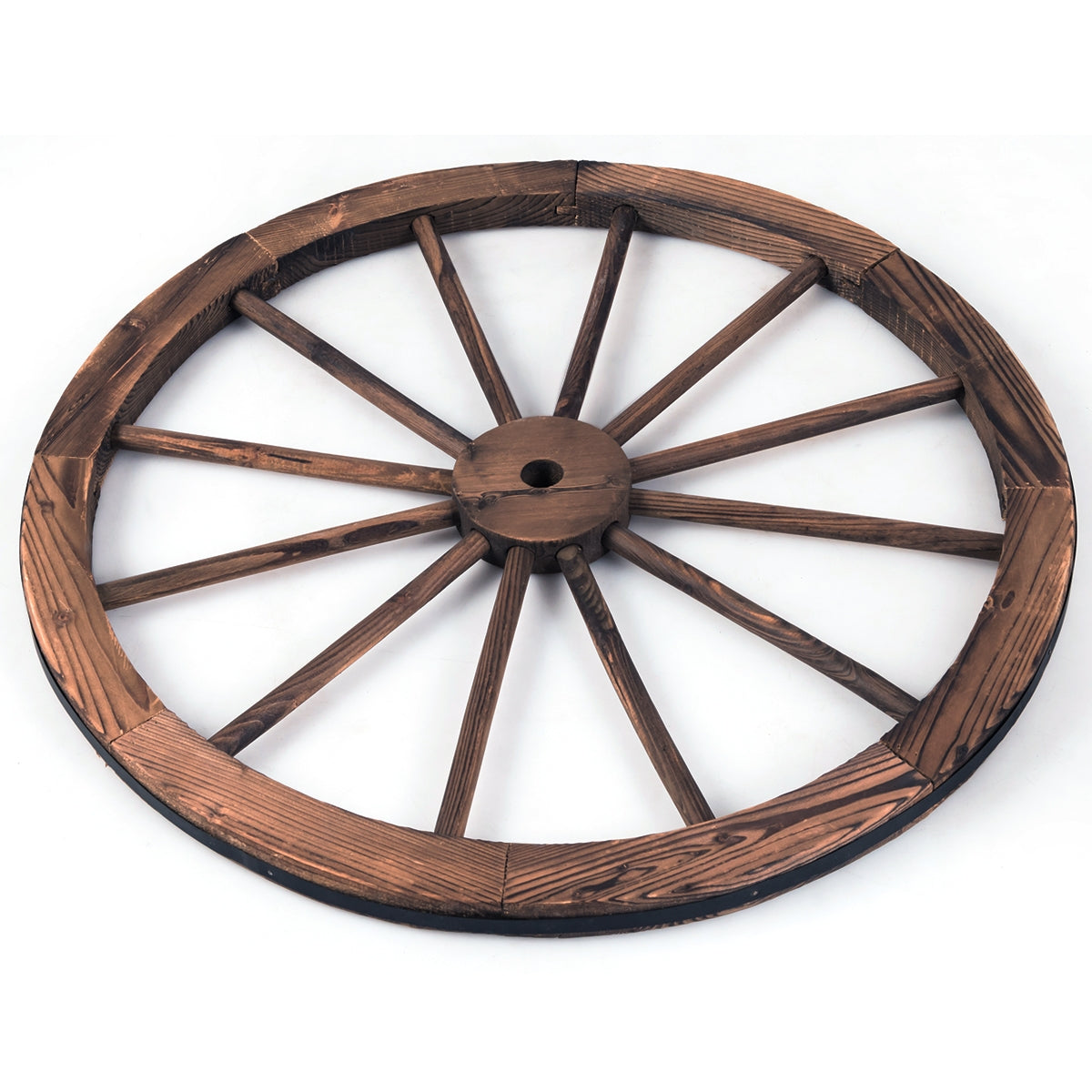 Wagon wheel wooden wheel decorative wagon with sheet iron brown 76x76x3.5 cm