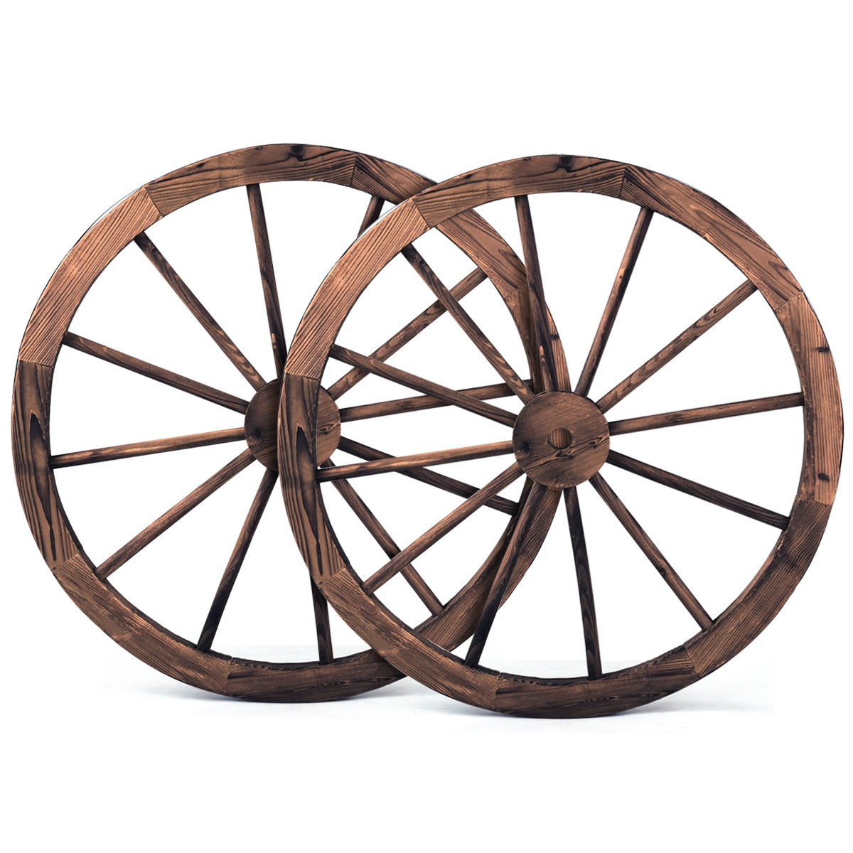 Wagon wheel wooden wheel decorative wagon with sheet iron brown 76x76x3.5 cm