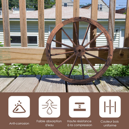 Wagon wheel wooden wheel decorative wagon with sheet iron brown 76x76x3.5 cm