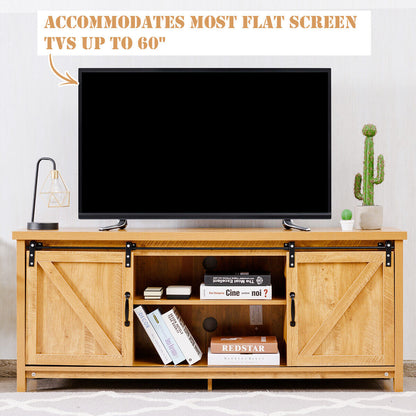 Modern TV Cabinet for 60-Inch TV Wooden Media Storage Shelves-Yellow