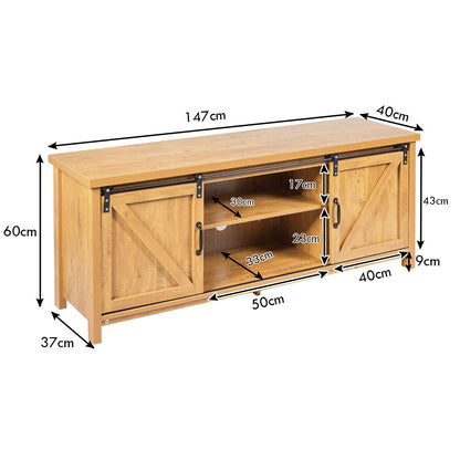 Modern TV Cabinet for 60-Inch TV Wooden Media Storage Shelves-Yellow