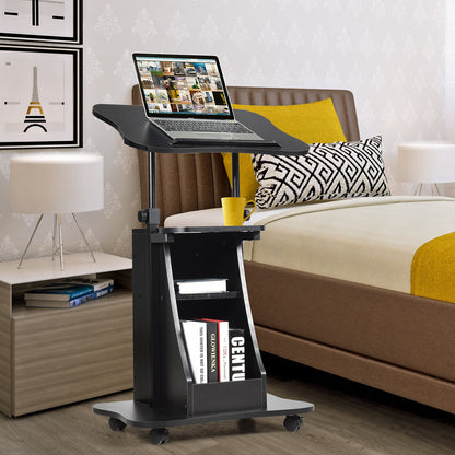 Sit-to-Stand Laptop Desk Cart Height Adjustable with Storage-Black