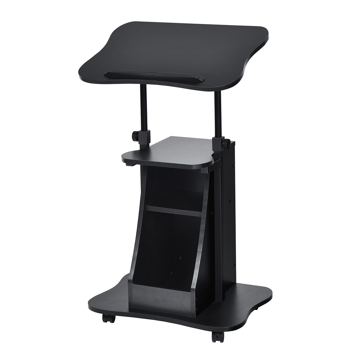 Sit-to-Stand Laptop Desk Cart Height Adjustable with Storage-Black
