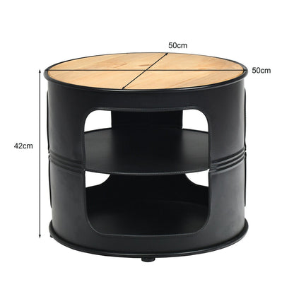 3-Tier Round End Table with Storage Shelves for Living Room