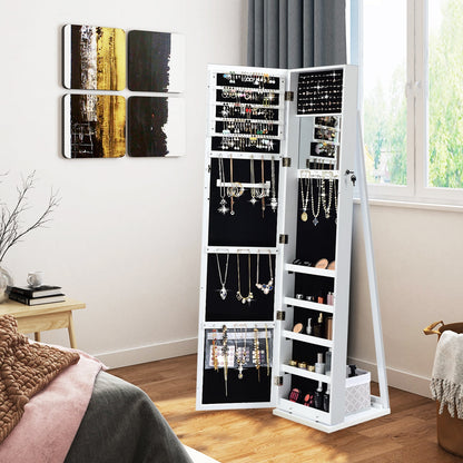 Free Standing Jewelry Armoire with Full Length Mirror for Bedroom