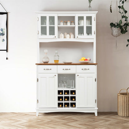 Kitchen Cupboard with Adjustable Shelves and Drawers-White