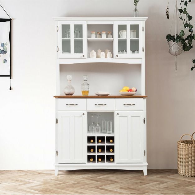 Kitchen Cupboard with Adjustable Shelves and Drawers-White