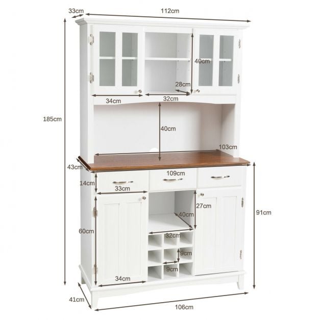 Kitchen Cupboard with Adjustable Shelves and Drawers-White