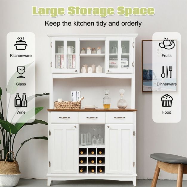 Kitchen Cupboard with Adjustable Shelves and Drawers-White