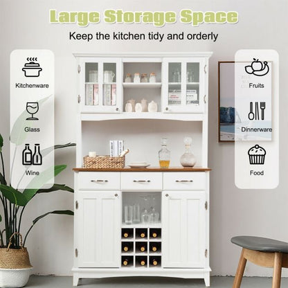 Kitchen Cupboard with Adjustable Shelves and Drawers-White