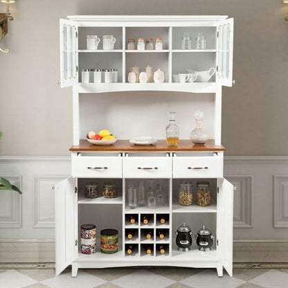 Kitchen Cupboard with Adjustable Shelves and Drawers-White