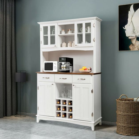 Kitchen Cupboard with Adjustable Shelves and Drawers-White