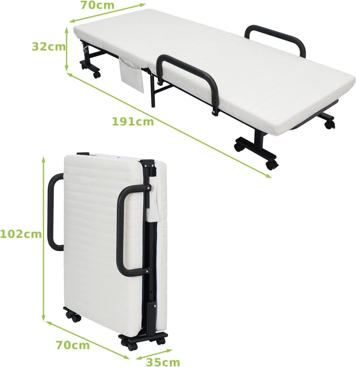 Folding Sofa Bed with Mattress-White