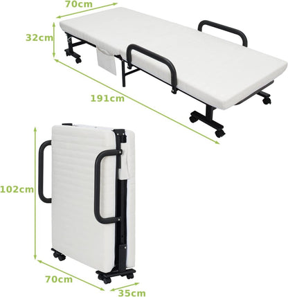 Folding Sofa Bed with Mattress-White