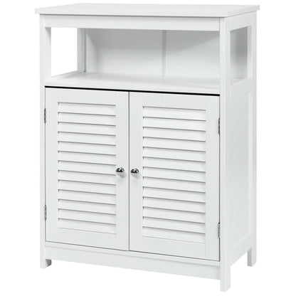 Bathroom Floor Cabinet with Double Shutter Door and Adjustable Shelf-White