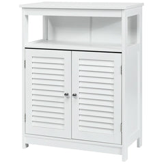 Bathroom Floor Cabinet with Double Shutter Door and Adjustable Shelf-White