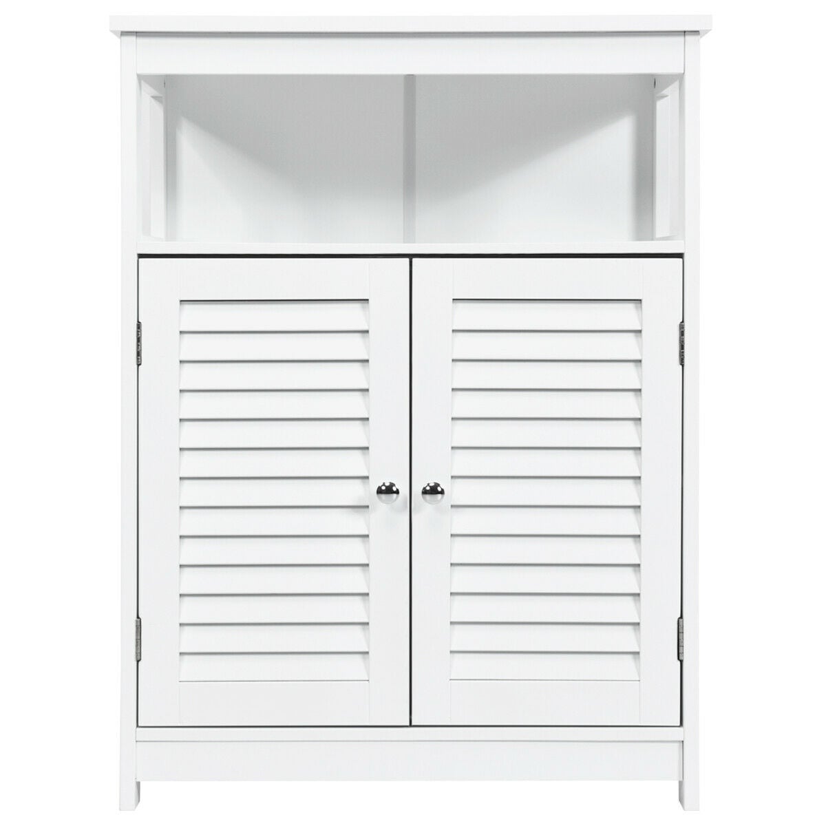 Bathroom Floor Cabinet with Double Shutter Door and Adjustable Shelf-White