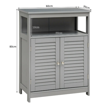 Bathroom Floor Cabinet with Double Shutter Door and Adjustable Shelf-Grey