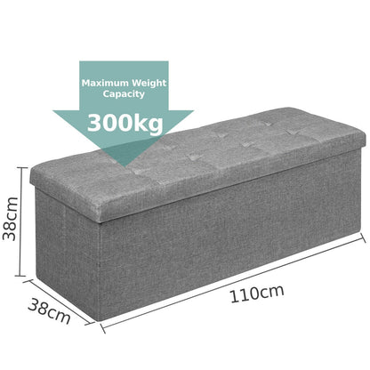 Folding Storage Ottoman Bench with Lid for Hallway-Silver