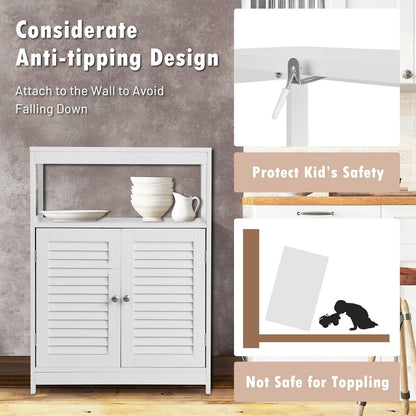 Bathroom Floor Cabinet with Double Shutter Door and Adjustable Shelf-White
