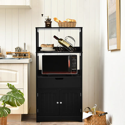Multipurpose Storage Cabinet with Drawer for Bathroom-Black