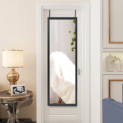 Wall Mounted Dressing Mirror with Hanging Hooks for Bedroom Black