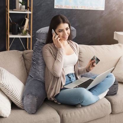 Reading Pillow TV Bed Rest Memory Foam with Arms Rests Neck Roll Back Support