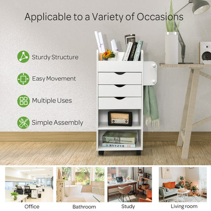 Craft Storage Cart with Mobile Drawers Shelves for Living Room